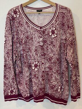 Talbots Plus Cardigan Sweater Maroon White Size 2X